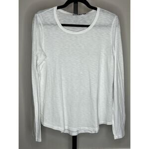 Michael Stars Supima Cotton Slub Long Sleeve Tee White OS NWT